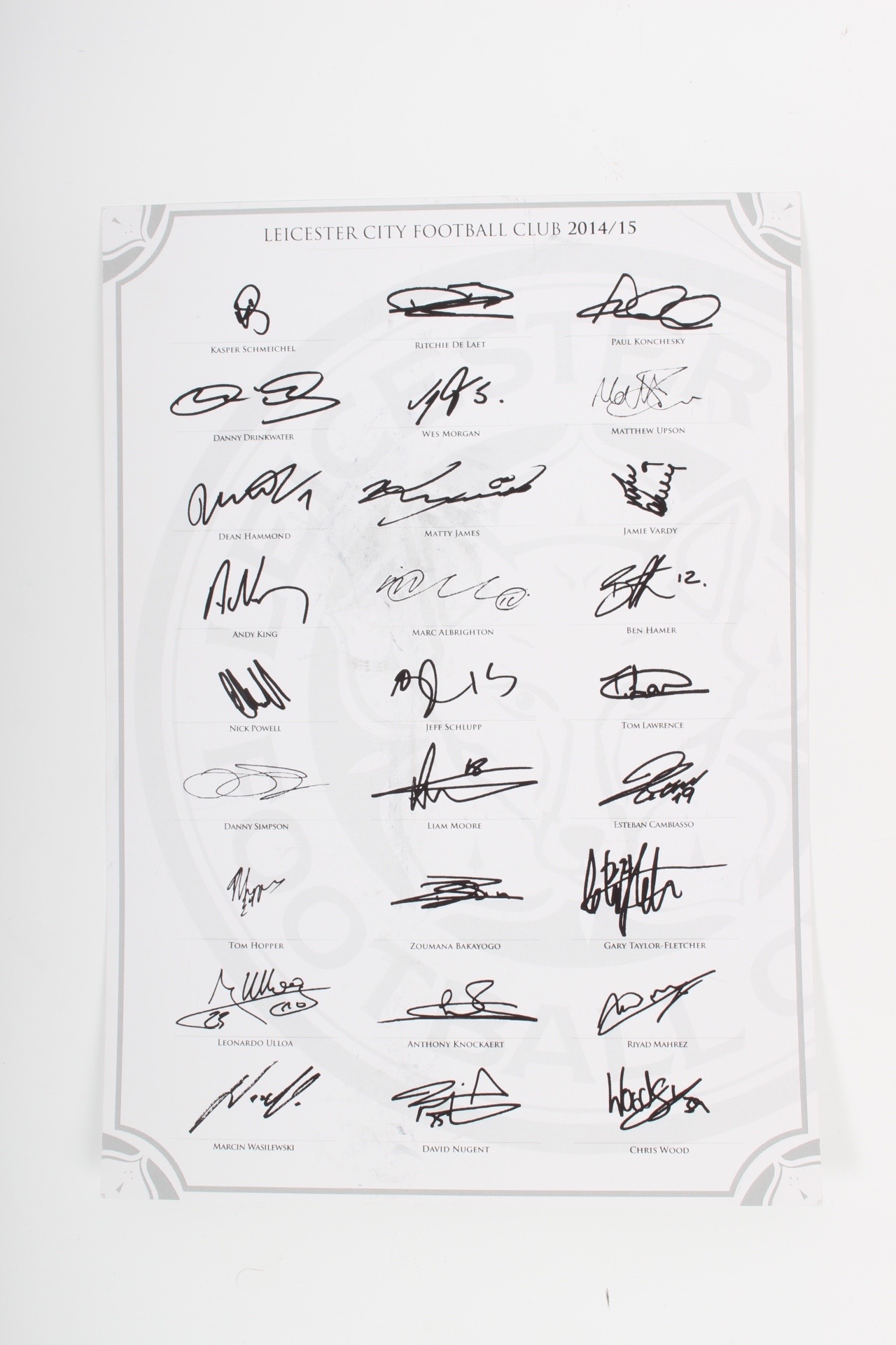 Leicester City Football Signed by Team Including Vardy, Mahrez and